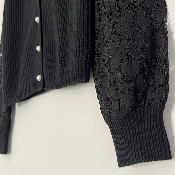 Cami NYC Beth Cardigan Lace Sleeve Wool Sweater Pearl Buttons - Picture 9 of 16